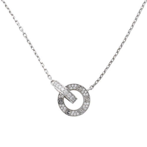 18ct White Gold Cartier Pave Set Love Collection Necklace