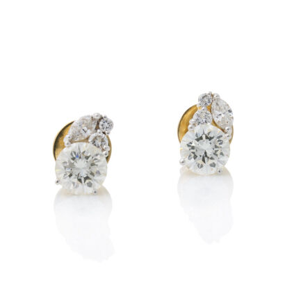 18ct Yellow Gold Diamond Stud Earrings. 2.29cts Total Diamond Weight