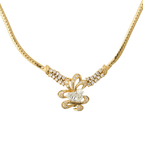 18ct Yellow Gold Fancy Cut Diamond Necklace