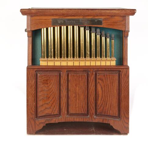 A Small Oak Cased 100 Year Anniversary 'Hurdy Gurdy' Machine
