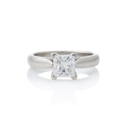 Platinum, .95ct Princess Cut Solitaire Diamond Ring