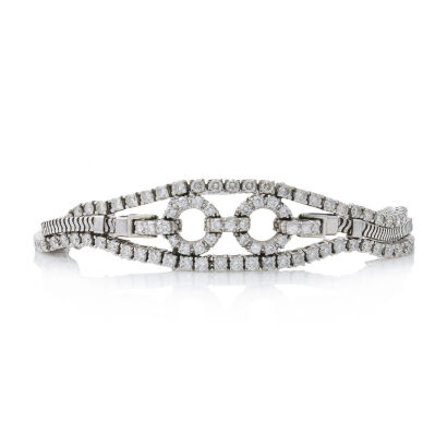 18ct White Gold Flexible Modern 6.39ct Diamond Bracelet