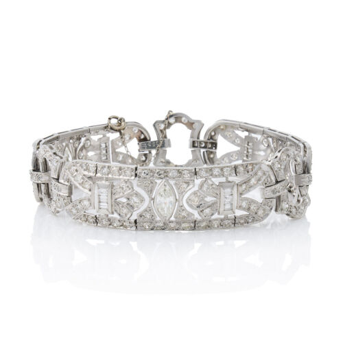 Platinum, Hand-made, Art Deco 6.44ct Diamond Bracelet