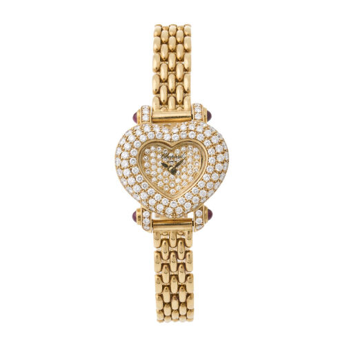 Ladies, 18ct Yellow Gold Heart Shaped Chopard Diamond watch