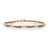 A Gorgeous, 18ct Yellow Gold Ruby and Diamond Tennis Bracelet