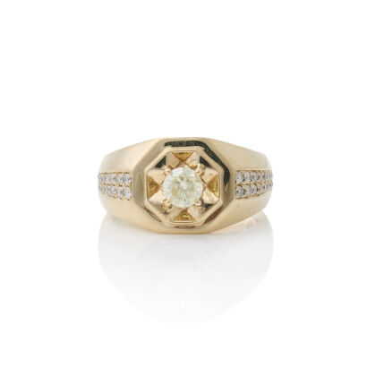 14ct Yellow Gold, Gents, Diamond Ring of 1.06cts