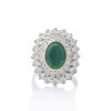 18ct Yellow and White Gold, 2.92ct Emerald and Diamond Cluster Ring