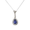 18ct White Gold, 2.40ct Pear Shape Sapphire and Diamond Pendant