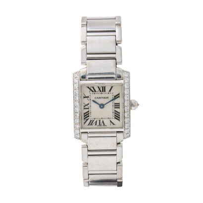 Ladies, 18ct White Gold Cartier Tank Francaise Wristwatch