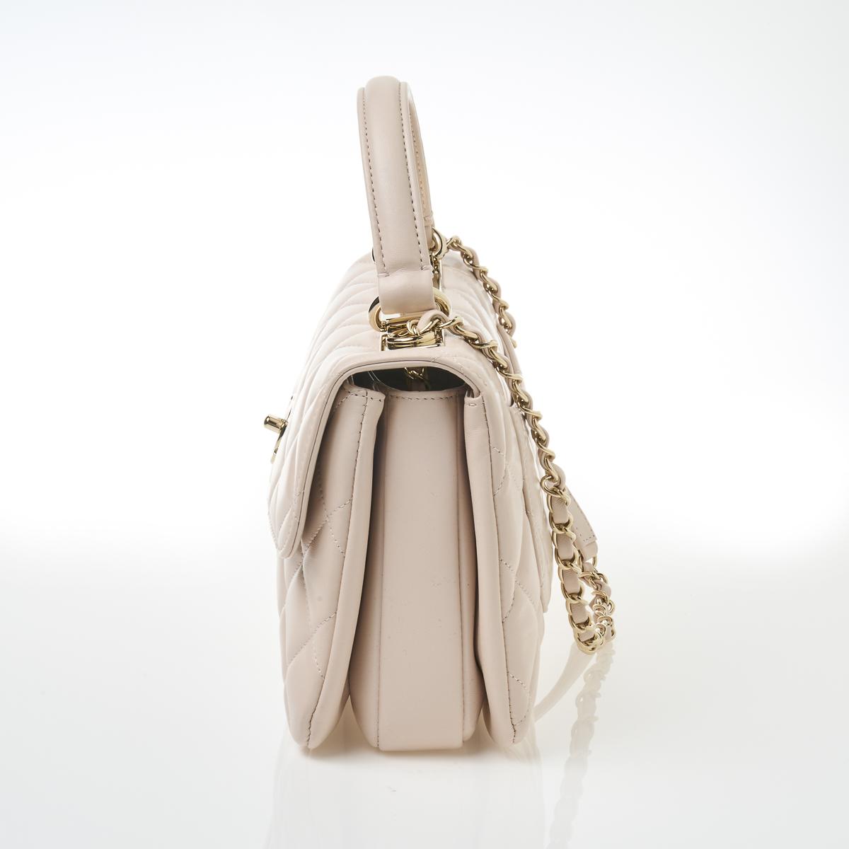 Chanel Tie Handle Flap Bag Fuchsia Lambskin Top Handle - the