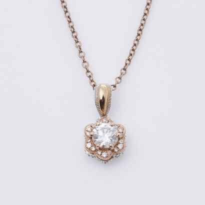 18ct White & Rose Gold, Diamond Pendant of .51cts Total