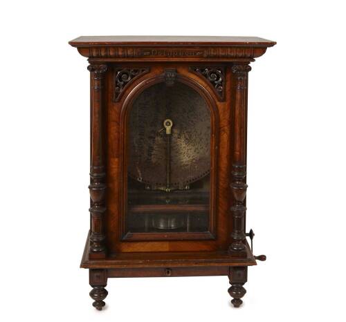 A 19th Century German Upright Polyphon Music Machine With Reproduction Pediment