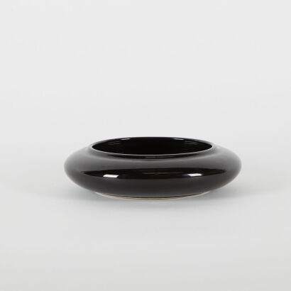 A Black Glazed Ceramic Clayworks New Zealand Ikebana Dish