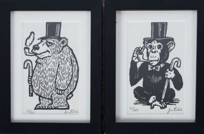 JOSE PULIDO Monkey And Smoking Bear