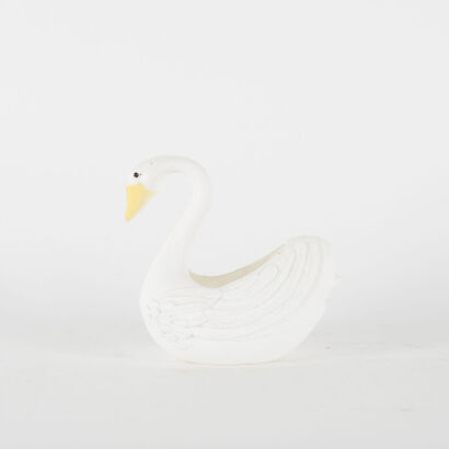 A Vintage Blow Gold Plastic White Union Swan