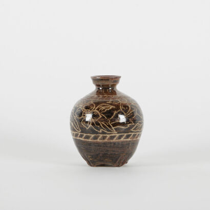 A Hand-Painted Studio Pottery Glazed Vase