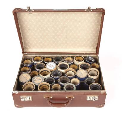 A Brown Vulcanite Suitcase Containing Edison Cylindrical Records