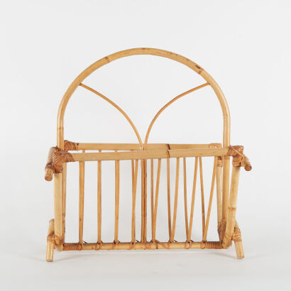 A Vintage Cane Magazine Rack