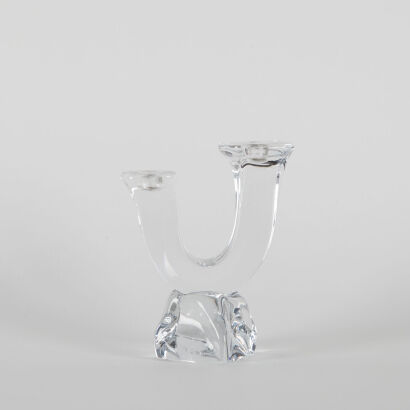 A Daum France Handmade Crystal Candle Holder 1960s