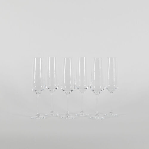 A Set Of Six Royal Doulton Crystal Champagne Flutes