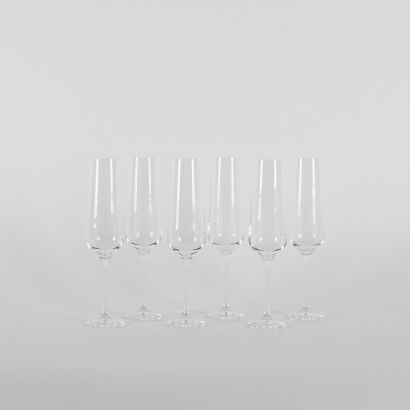 A Set Of Six Royal Doulton Crystal Champagne Flutes