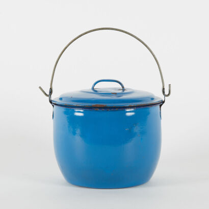 A Vintage Blue Enamel Campfire Billy Pot