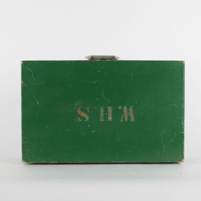 A Vintage WHS Stamped Wooden Suitcase