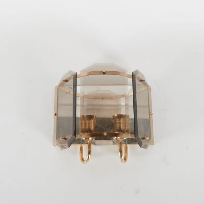 A Vintage Brass And Glass Wall Sconce