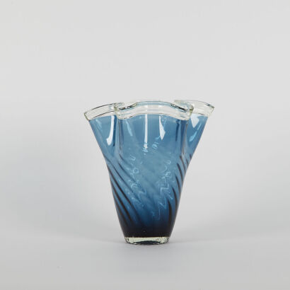 A Blue Glass Fazzoletto Vase