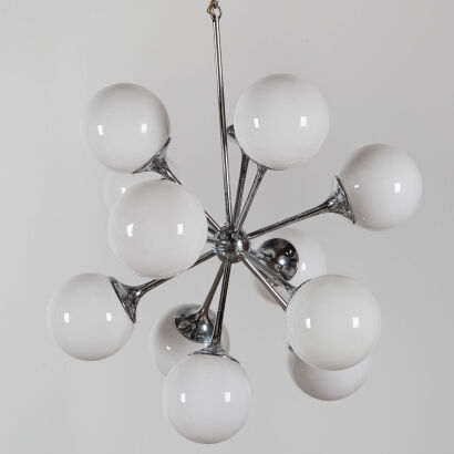 An Original Vintage Lightolier Twelve-Light Sputnik Chandelier Pendant Circa 1950s