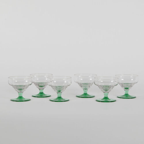 A Set Of Six Rare Vintage Uranium Glass Champagne Coupes