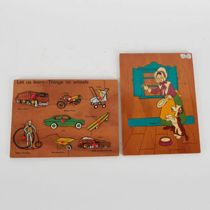 A Pair Of Vintage Wooden Painted Puzzles C.1960-1970