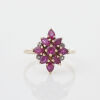 9ct Yellow Gold, Ruby and Diamond Cluster Ring