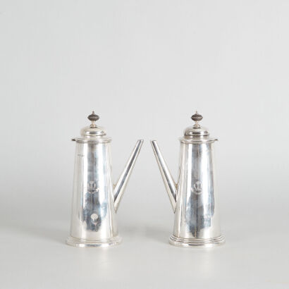 A Pair of Sterling Silver Coffee and Milk Pots