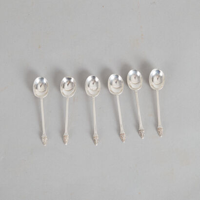 A Harlequin Set of Six Sterling Silver Coffee Spoons