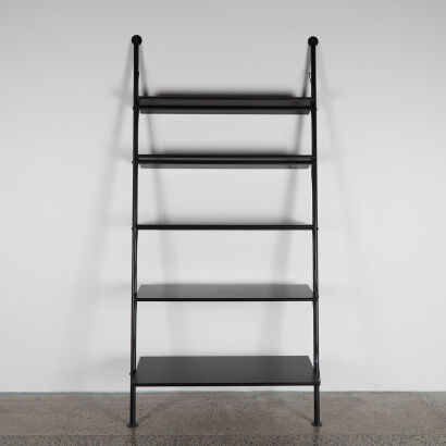 A Black Leaning Bookshelf