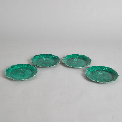 Four Wedgwood Majolica Cabbage Plates