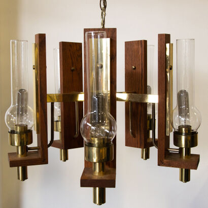 A Robert Sonnerman Style Chandelier With Glass Flutes