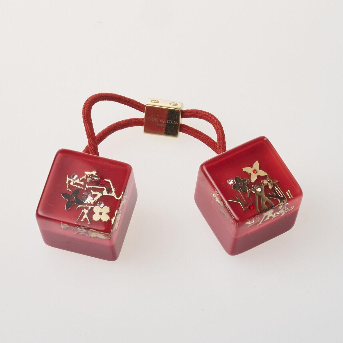 Louis Vuitton Red Monogram Hair Cube with Box