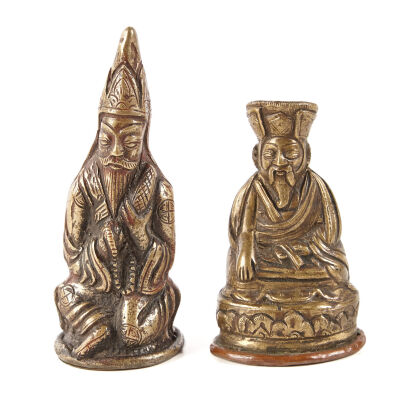 Two Chinese Tibetan small Bronze Buddhas
