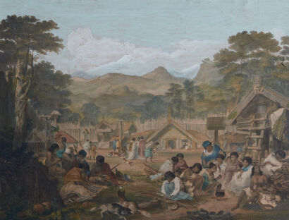 JOHN ALEXANDER GILFILLAN Interior of a Native Village or Pa in New Zealand