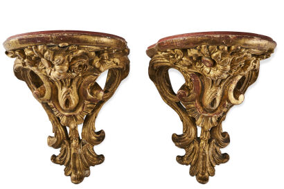 A Pair of 19th Century Carved and Gilt Wall Brackets