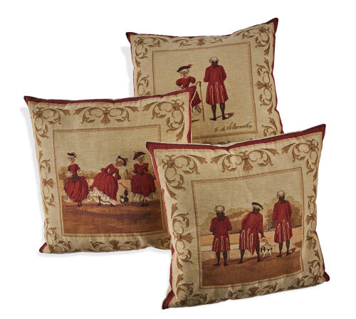 Three Jacquard Woven Belgian Tapestry Cushions