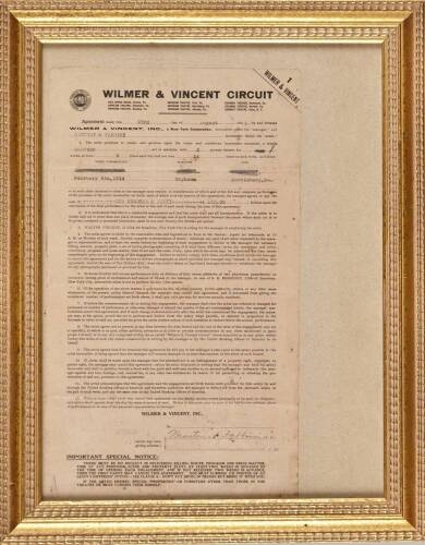 A Framed Wilmer and Vincent Circuit Artists Agreement