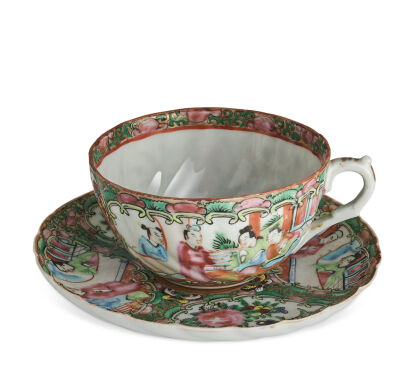 A Cantonese Famille Rose Cup and Saucer