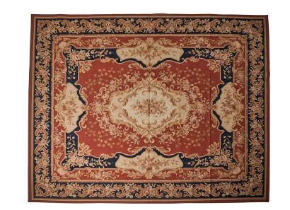 A Hand-Woven Aubusson Style Tapestry Rug