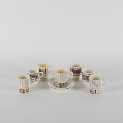 A Mid Century 12 Piece Premier Dutch Ceramic Coffee Set