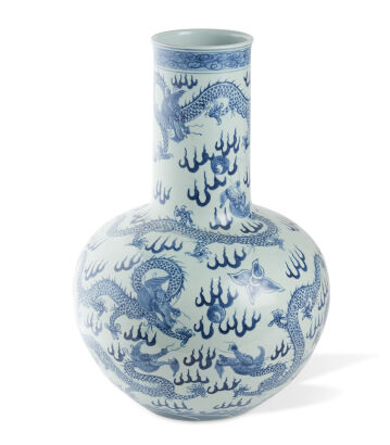 A Large Chinese Blue and White Bottle Vase