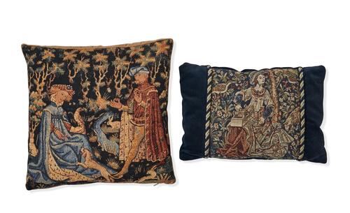 Two Medieval Tapestry Style Cushions