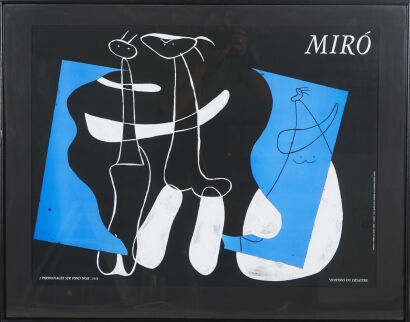 JOAN MIRO 3 Personnages Sur Fond Noir